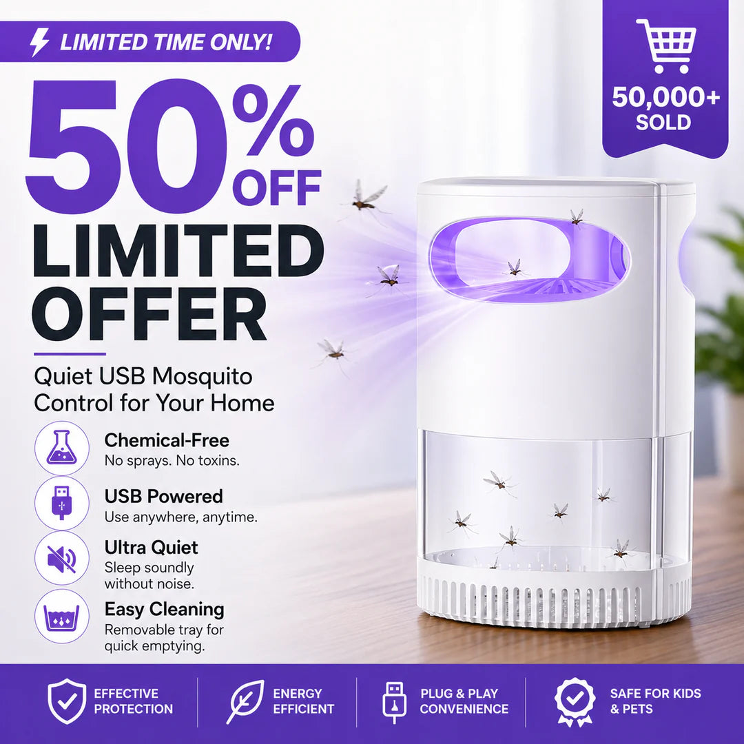🔥New Generation 🦟Premium Silent USB UV Mosquito Killer Lamp Non-Toxic Safe For Pets Kids Bedroom Camping Outdoor Use