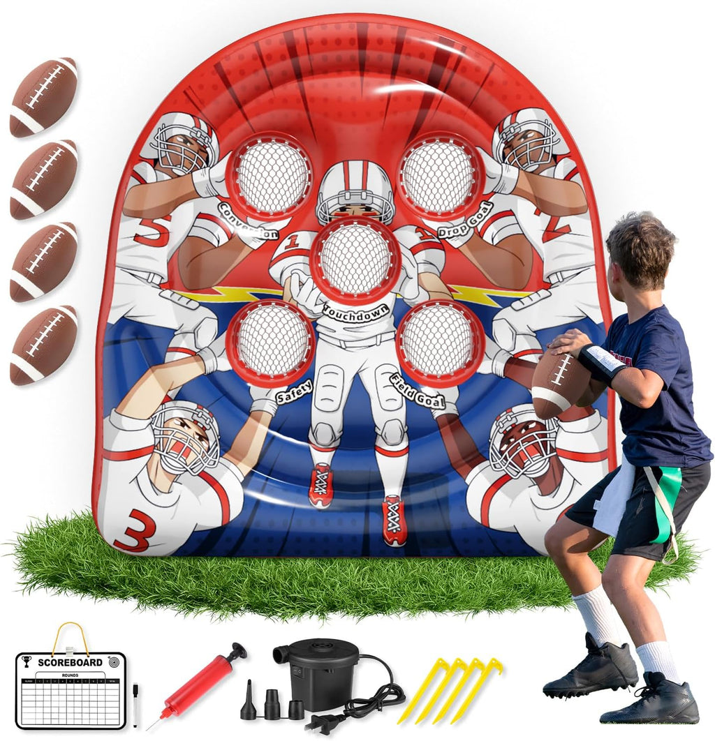 Inflatable Football Target Toss Game – Fun Indoor Outdoor Yard Game for Kids & Adults, Perfect for Football Party, Carnival, Camping & Tailgate Lawn Activities