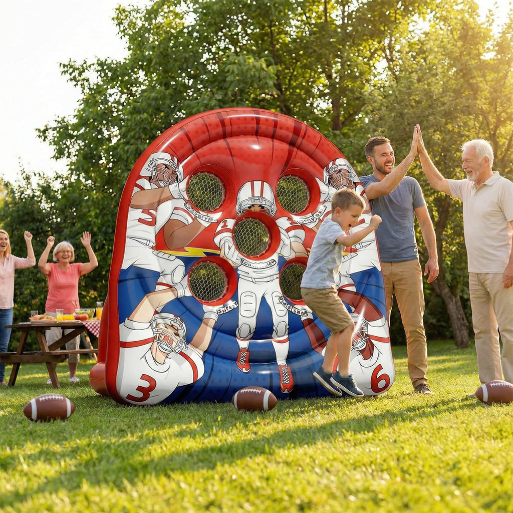 Inflatable Football Target Toss Game – Fun Indoor Outdoor Yard Game for Kids & Adults, Perfect for Football Party, Carnival, Camping & Tailgate Lawn Activities