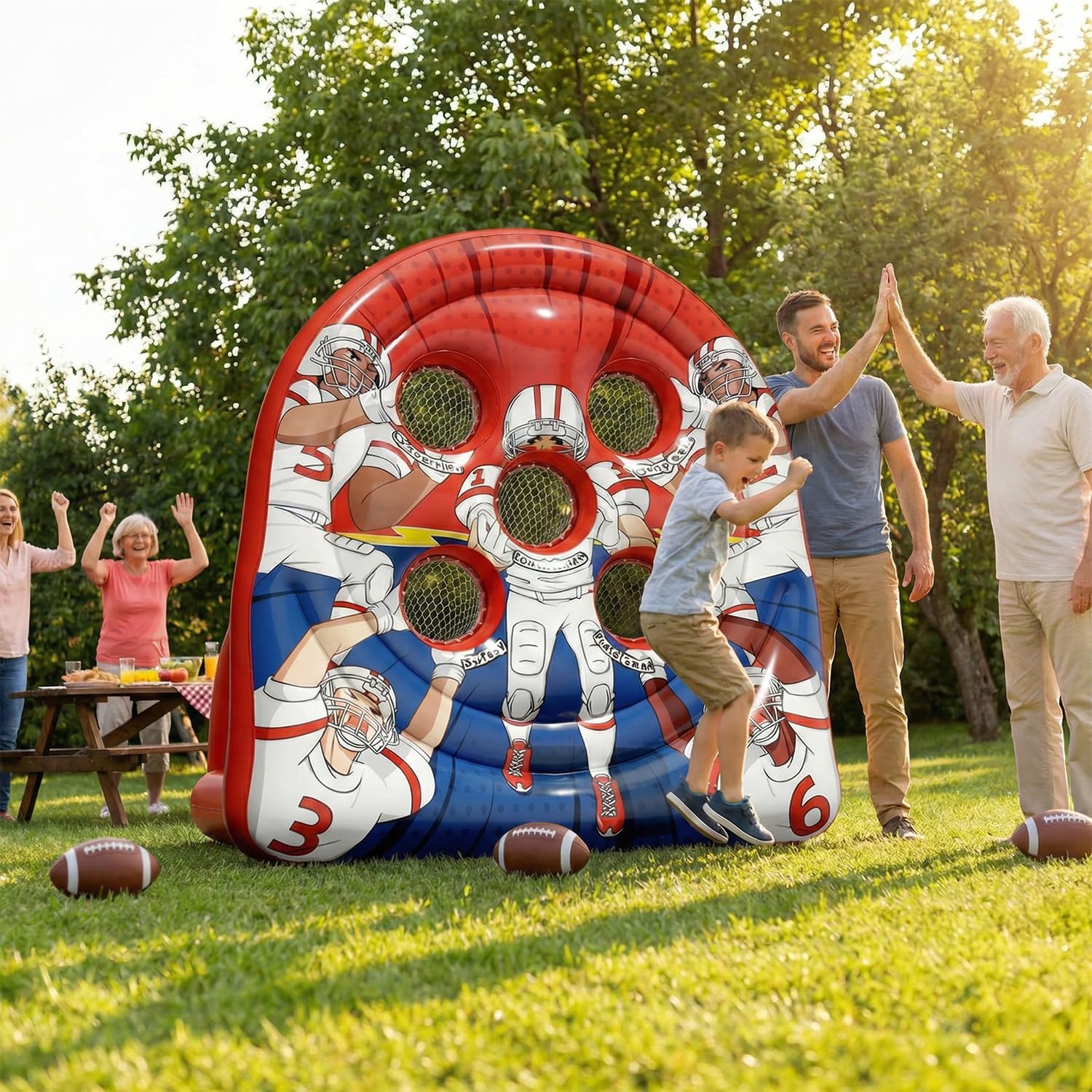 Inflatable Football Target Toss Game – Fun Indoor Outdoor Yard Game for Kids & Adults, Perfect for Football Party, Carnival, Camping & Tailgate Lawn Activities