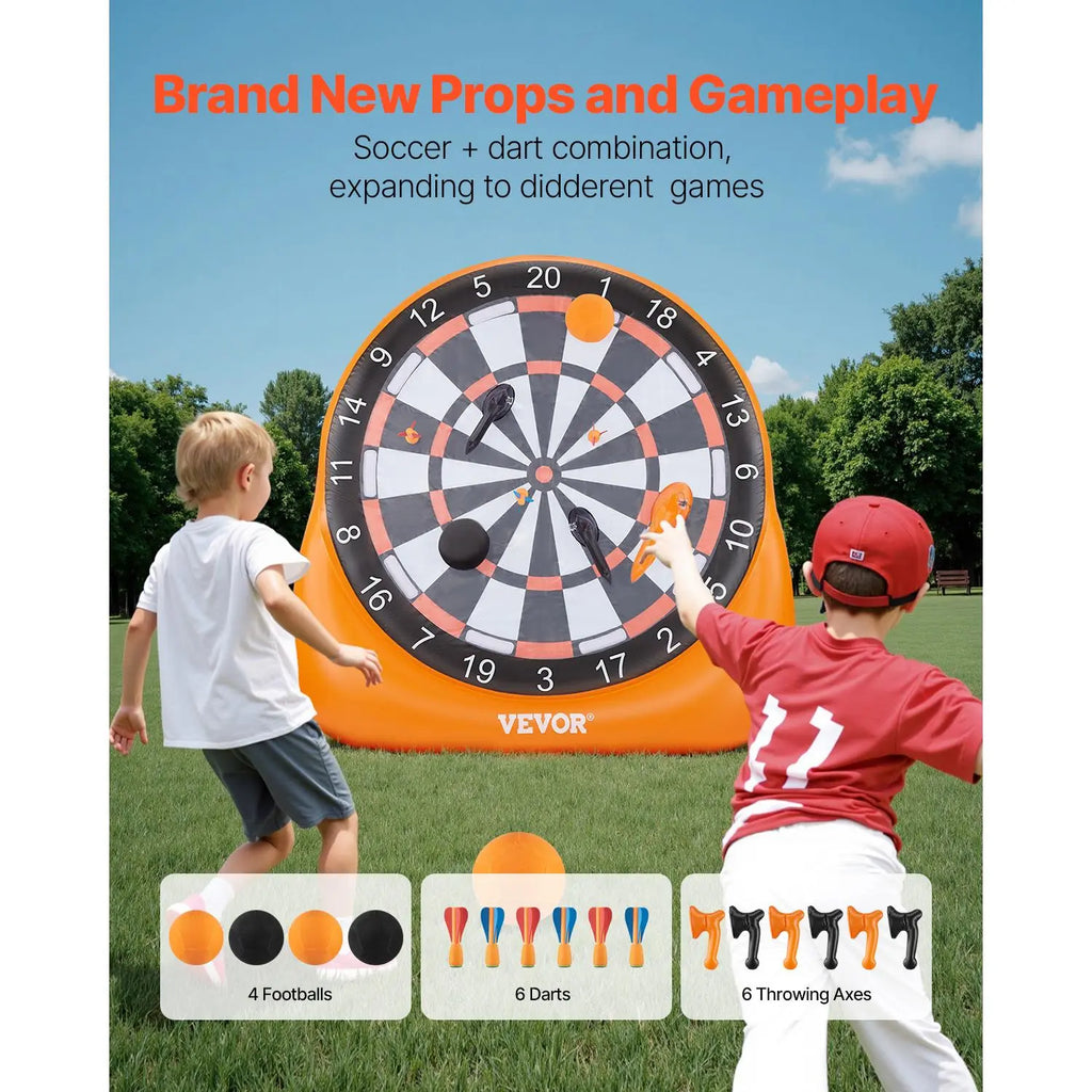 VEVOR Inflatable Soccer Dart Board,, over 6 ftHigh Giant Soccer Dart Board with 4 Kick Balls6 Darts 6 Axe & Air Pump, 3-Min Setup, Idealfor Giant Yard Games, Giant Kick Darts Game,Soccer Dart Game