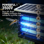 🔥3500V High Voltage Solar Bug Zapper, HYKOONT UV-C Electric Insect Zapper, Dusk to Dawn Auto On/Off Light for Outdoor Pest Control