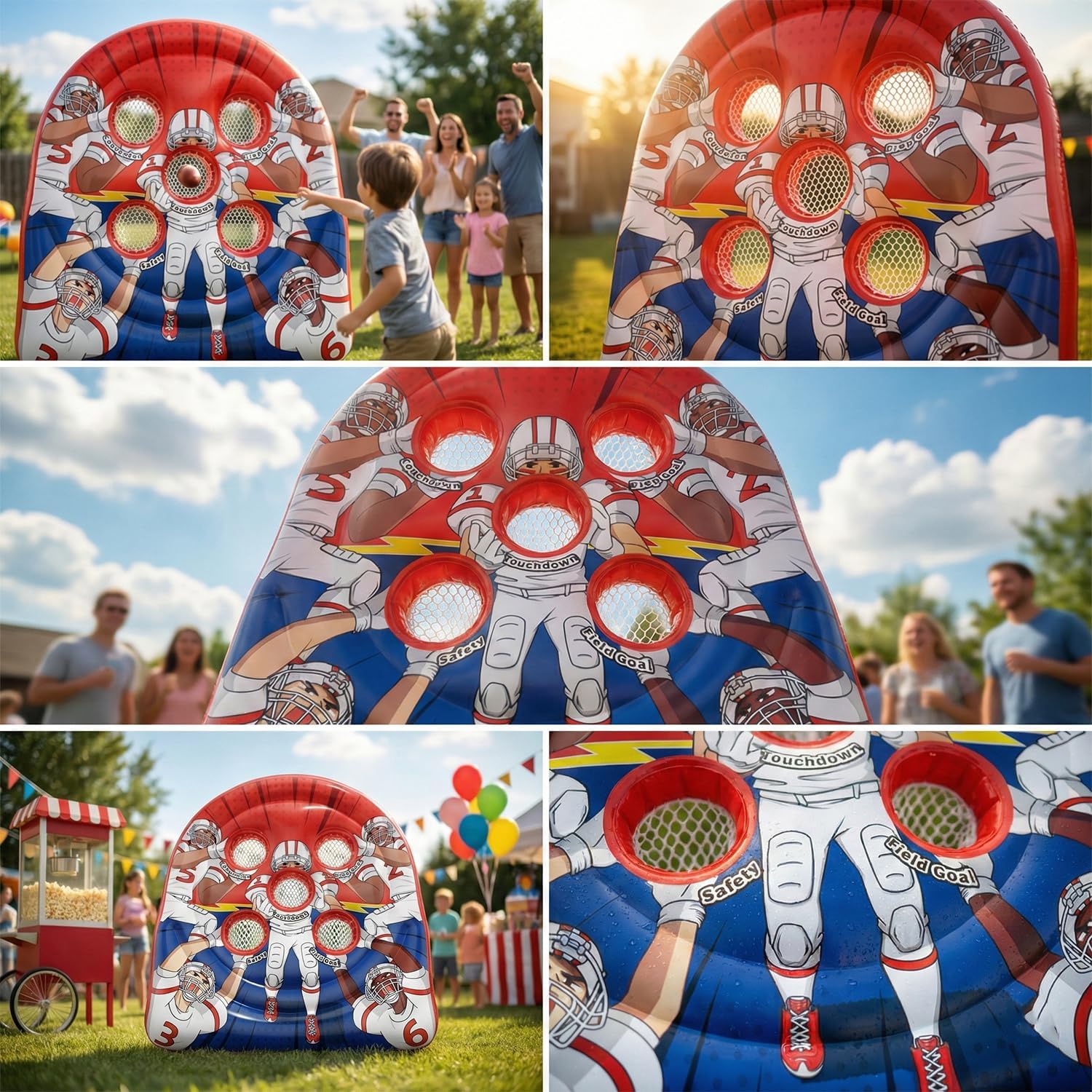 Inflatable Football Target Toss Game – Fun Indoor Outdoor Yard Game for Kids & Adults, Perfect for Football Party, Carnival, Camping & Tailgate Lawn Activities