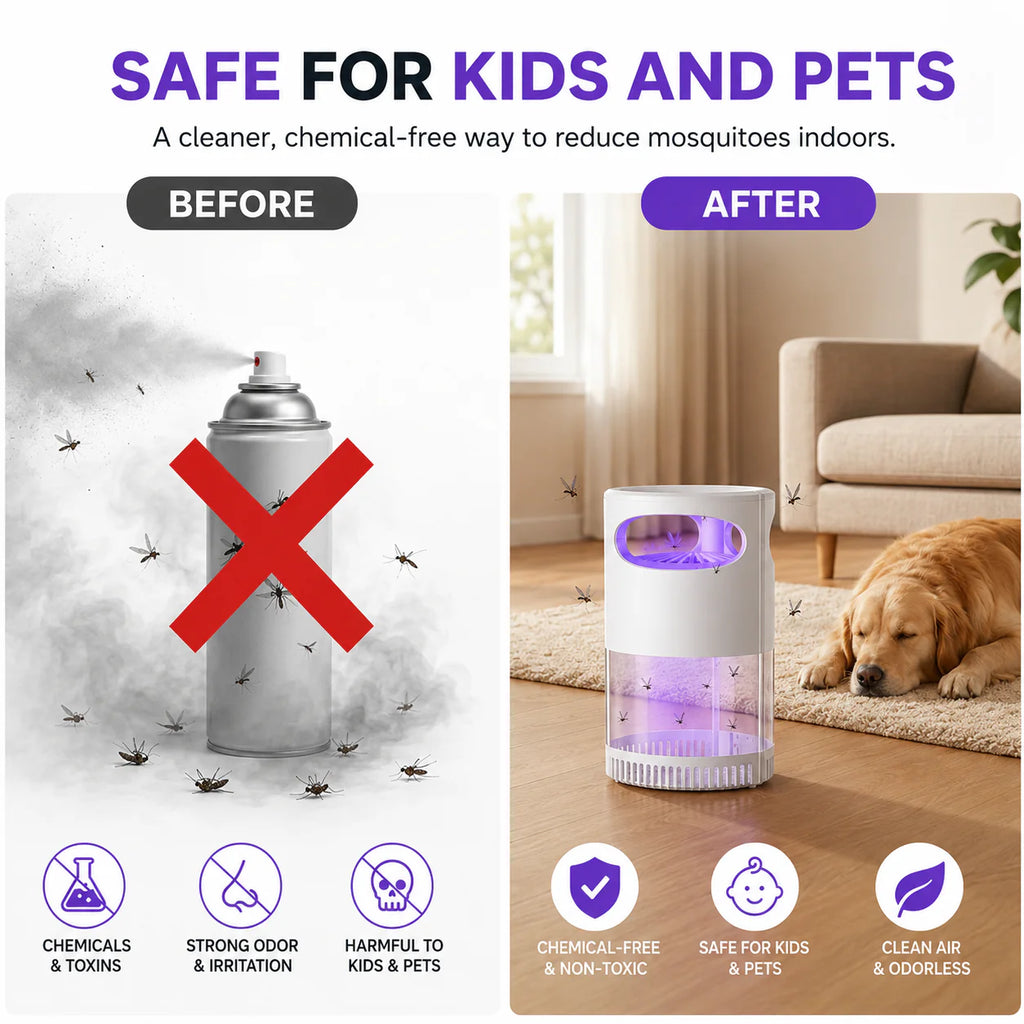 🔥New Generation 🦟Premium Silent USB UV Mosquito Killer Lamp Non-Toxic Safe For Pets Kids Bedroom Camping Outdoor Use