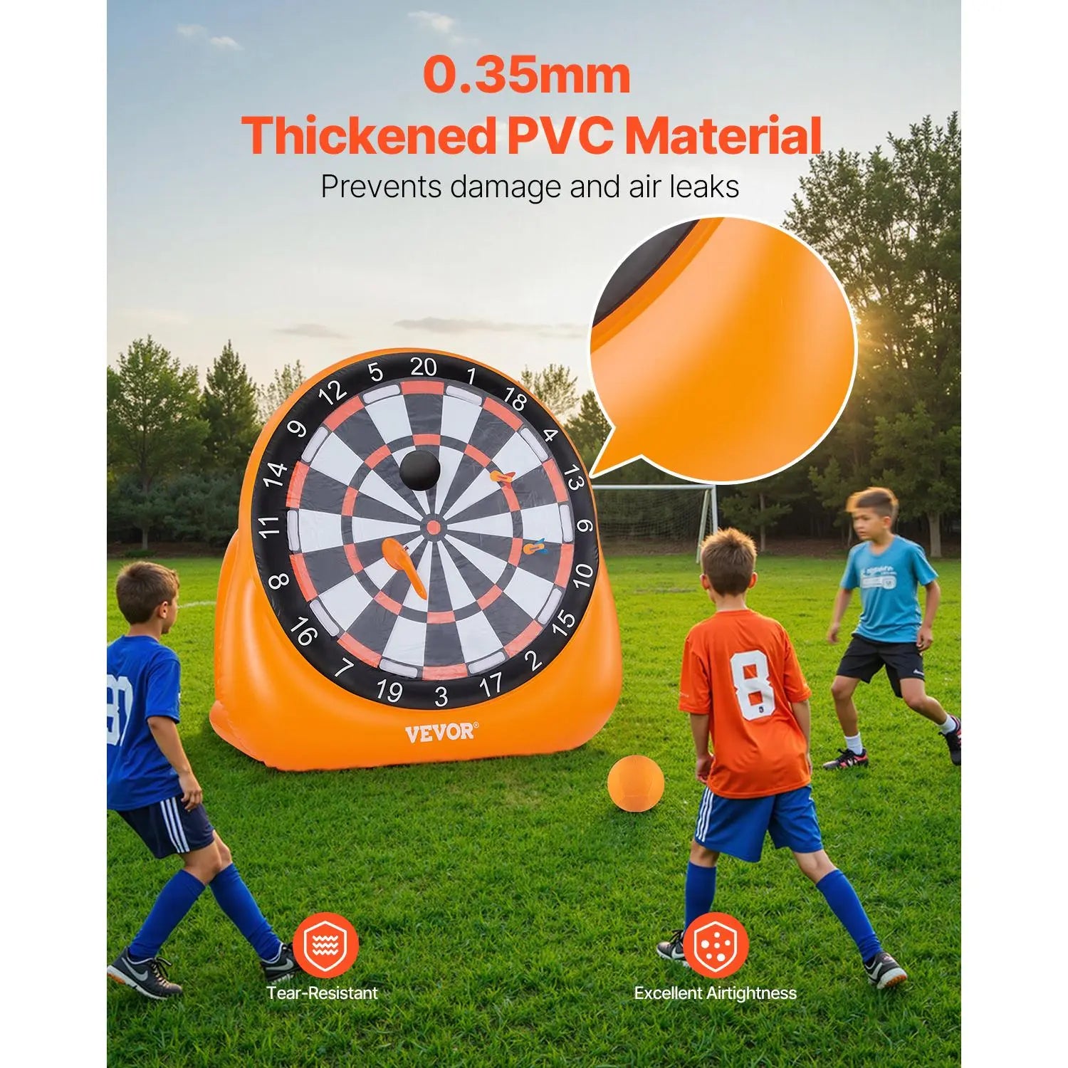 VEVOR Inflatable Soccer Dart Board,, over 6 ftHigh Giant Soccer Dart Board with 4 Kick Balls6 Darts 6 Axe & Air Pump, 3-Min Setup, Idealfor Giant Yard Games, Giant Kick Darts Game,Soccer Dart Game