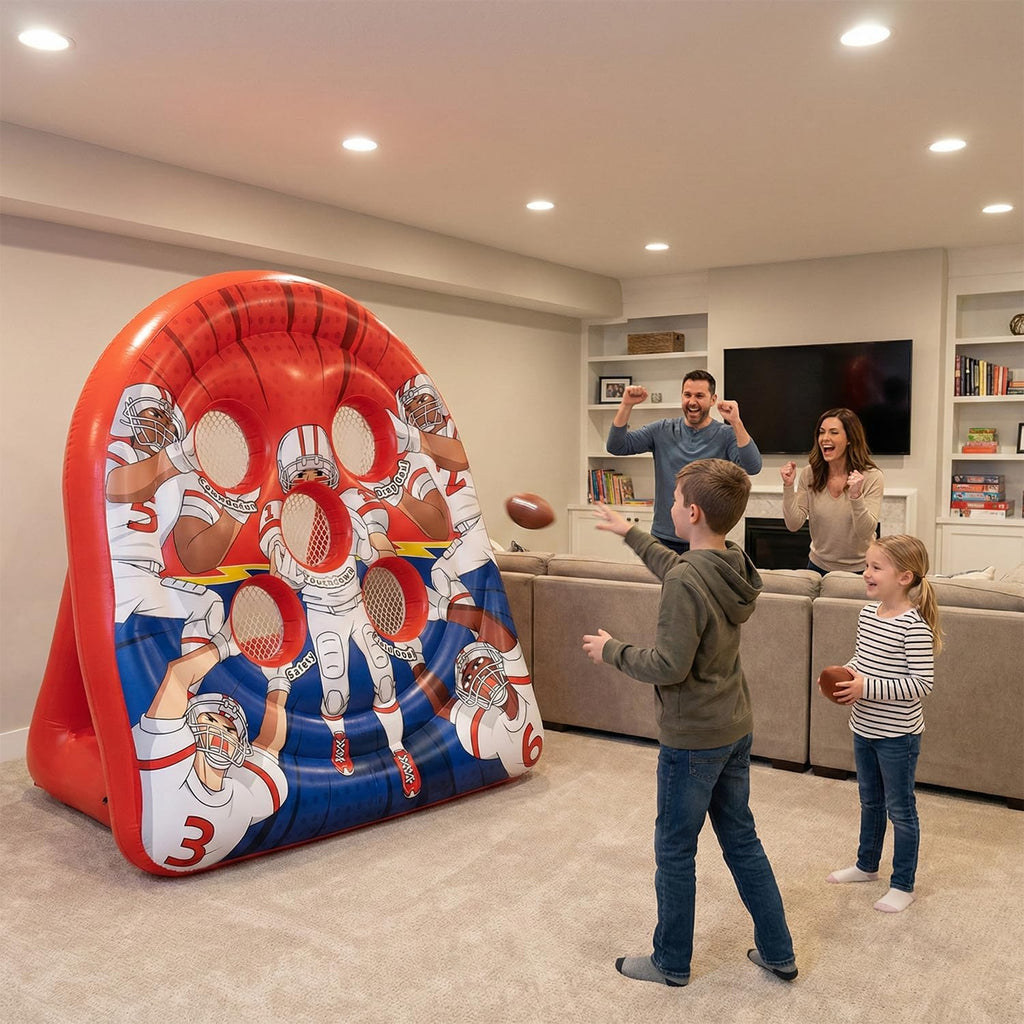 Inflatable Football Target Toss Game – Fun Indoor Outdoor Yard Game for Kids & Adults, Perfect for Football Party, Carnival, Camping & Tailgate Lawn Activities