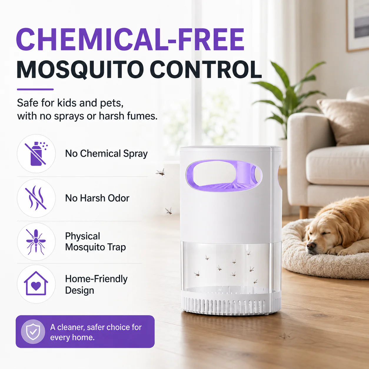 🔥New Generation 🦟Premium Silent USB UV Mosquito Killer Lamp Non-Toxic Safe For Pets Kids Bedroom Camping Outdoor Use