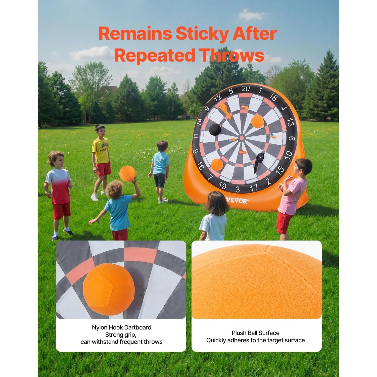 VEVOR Inflatable Soccer Dart Board,, over 6 ftHigh Giant Soccer Dart Board with 4 Kick Balls6 Darts 6 Axe & Air Pump, 3-Min Setup, Idealfor Giant Yard Games, Giant Kick Darts Game,Soccer Dart Game