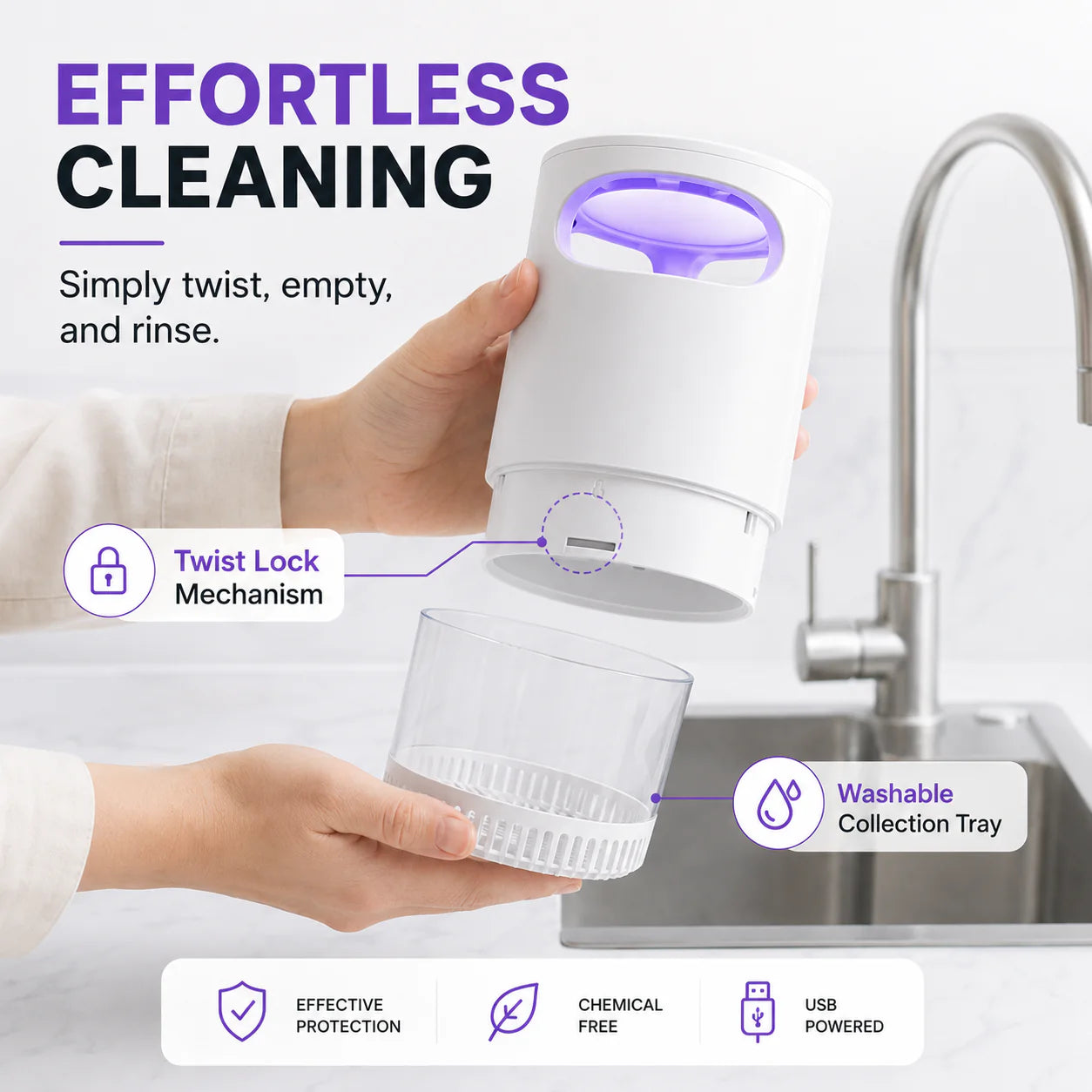 🔥New Generation 🦟Premium Silent USB UV Mosquito Killer Lamp Non-Toxic Safe For Pets Kids Bedroom Camping Outdoor Use