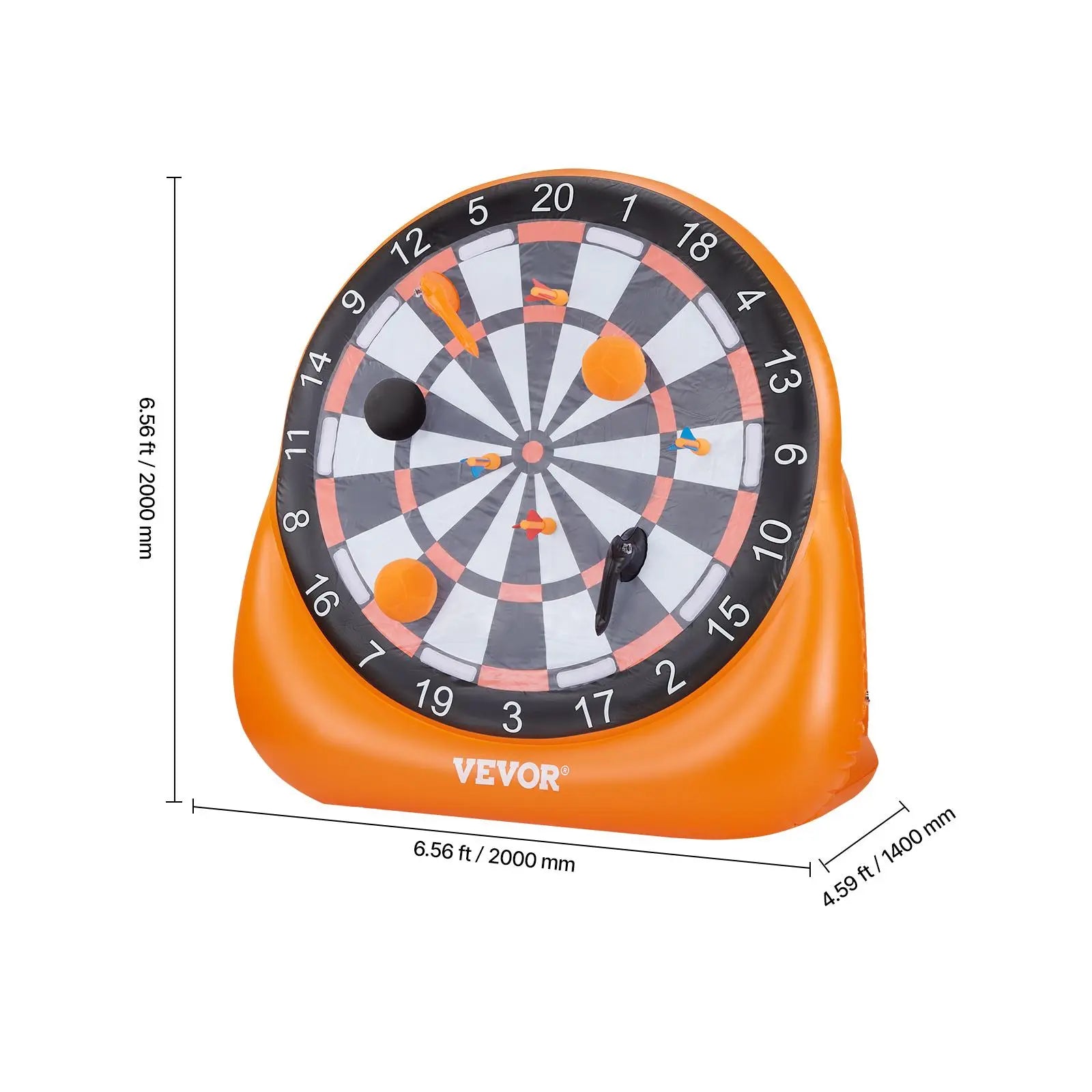 VEVOR Inflatable Soccer Dart Board,, over 6 ftHigh Giant Soccer Dart Board with 4 Kick Balls6 Darts 6 Axe & Air Pump, 3-Min Setup, Idealfor Giant Yard Games, Giant Kick Darts Game,Soccer Dart Game