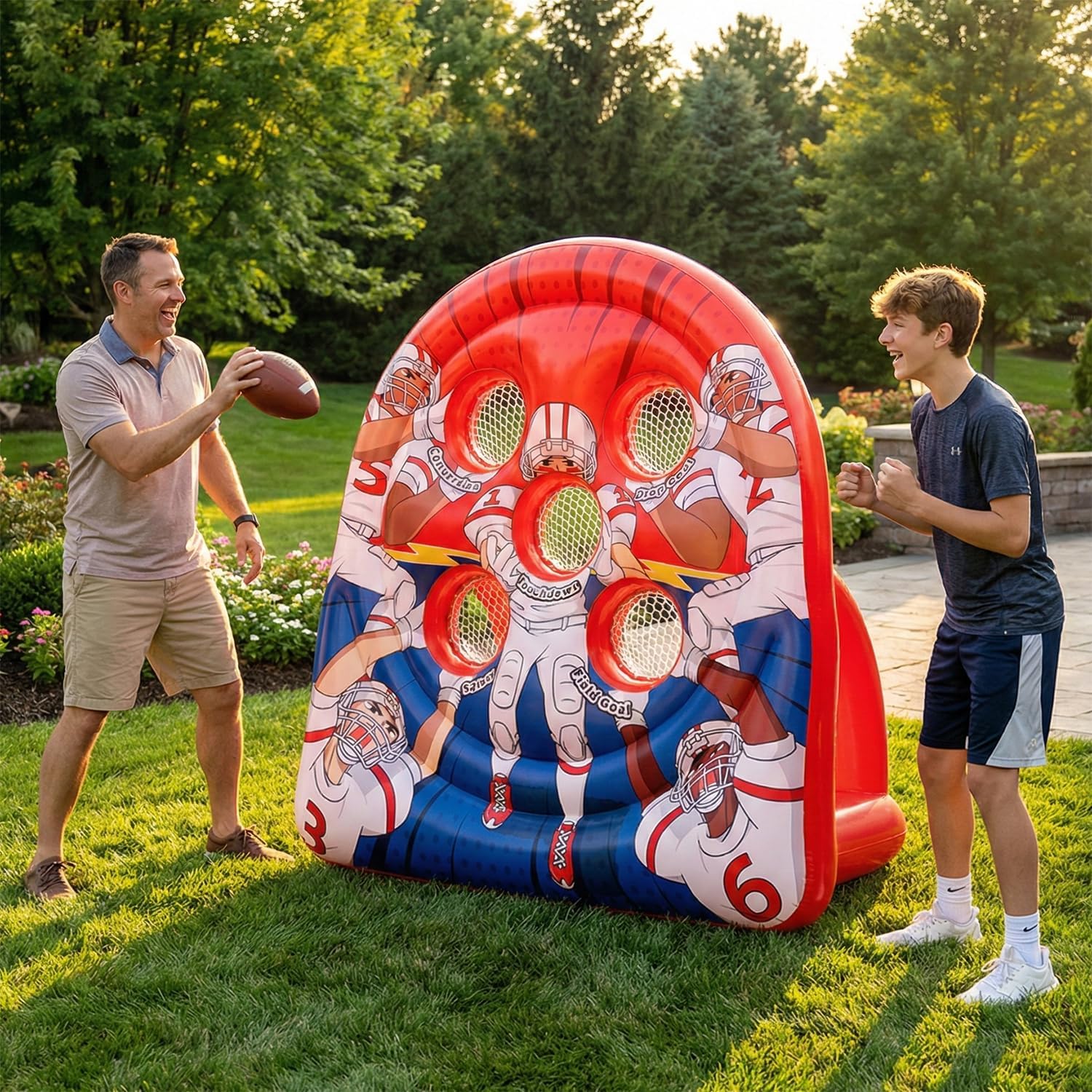 Inflatable Football Target Toss Game – Fun Indoor Outdoor Yard Game for Kids & Adults, Perfect for Football Party, Carnival, Camping & Tailgate Lawn Activities