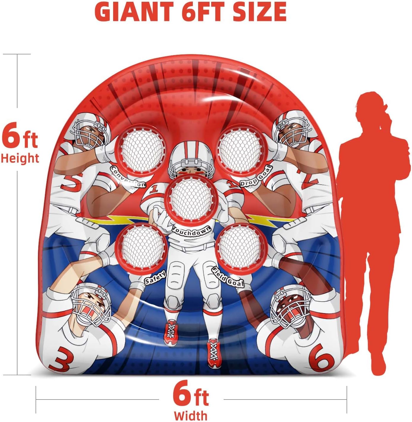 Inflatable Football Target Toss Game – Fun Indoor Outdoor Yard Game for Kids & Adults, Perfect for Football Party, Carnival, Camping & Tailgate Lawn Activities