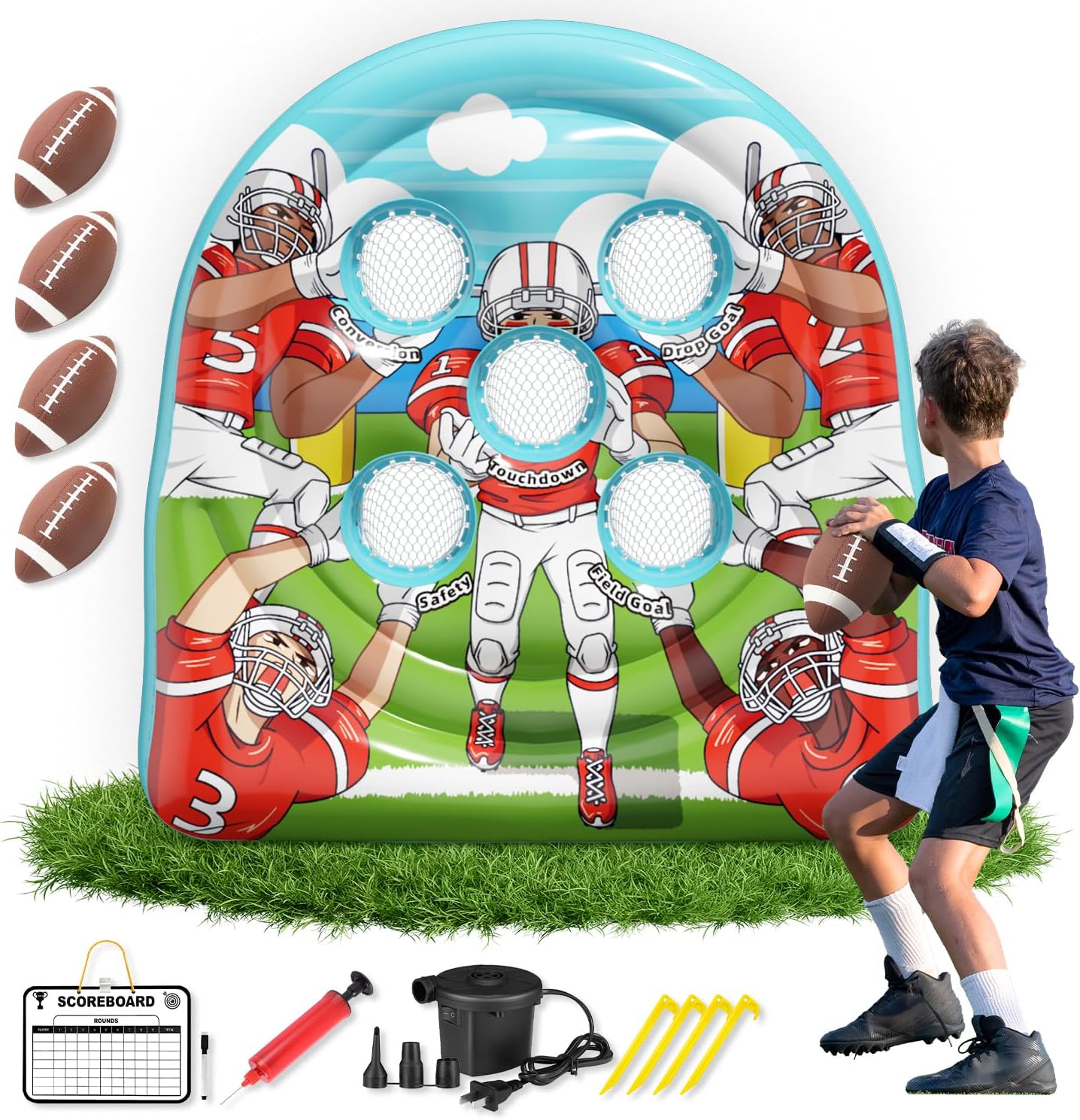 Giant Inflatable Football & Dart Toss Game | Safe Indoor/Outdoor Fun for Kids & Adults
